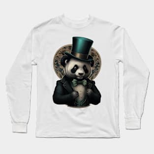 Panda wearing Top Hat Long Sleeve T-Shirt